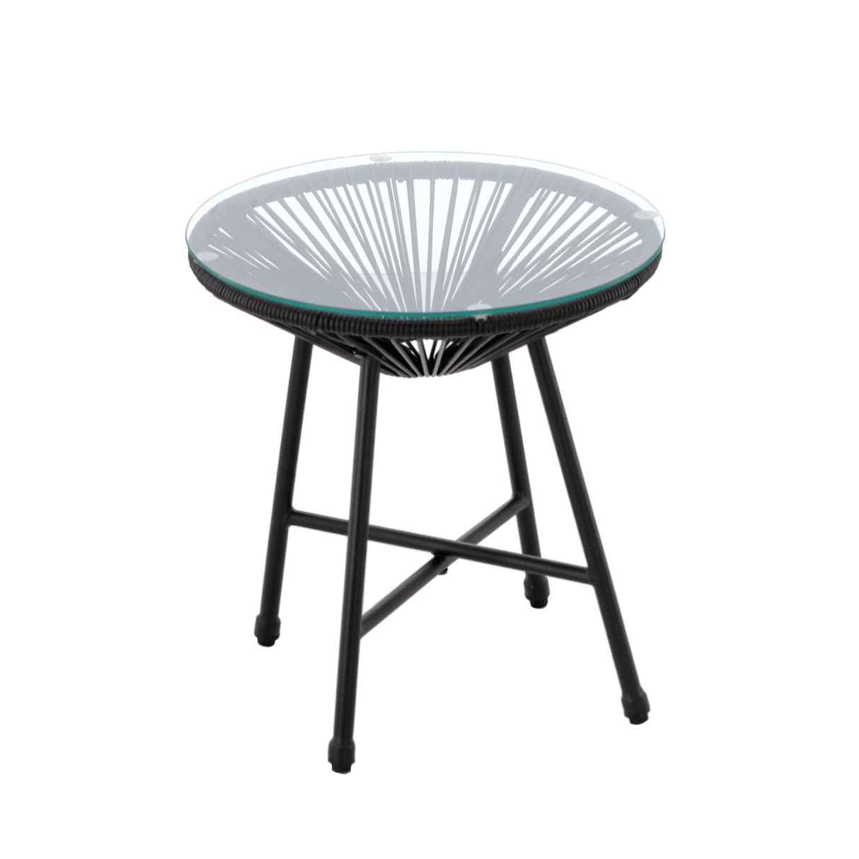 Set mobili da giardino Garden Line nero con 2 sedie e tavolino in vetro