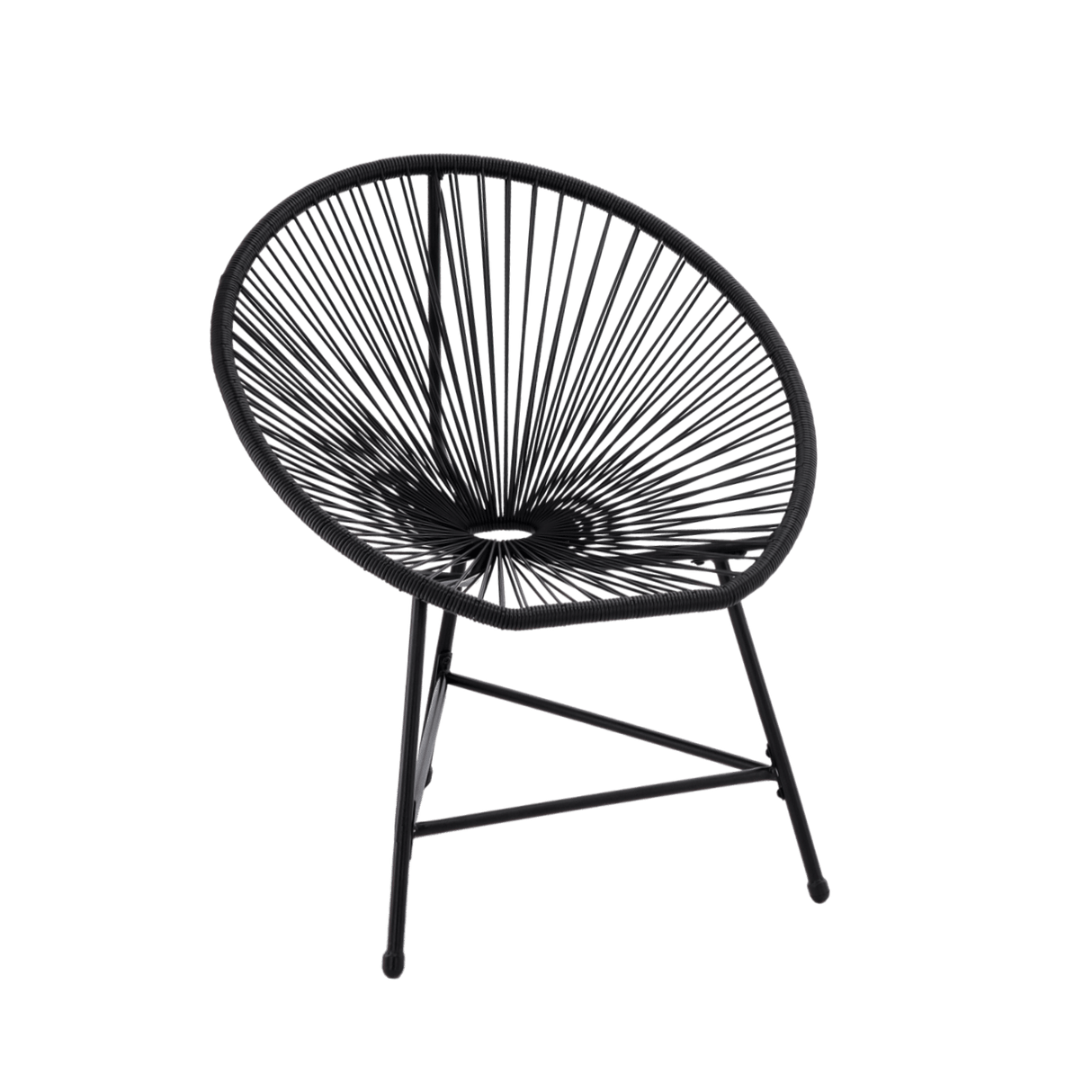 Set mobili da giardino Garden Line nero con 2 sedie e tavolino in vetro