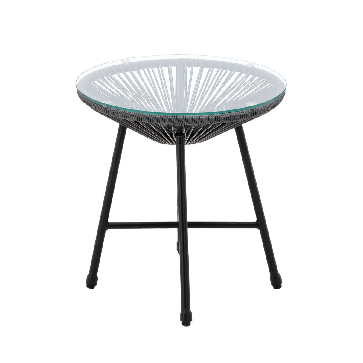 Set Mobili da Giardino Garden Line 2 Sedie Tavolino Grigio Rattan Vetro 5mm