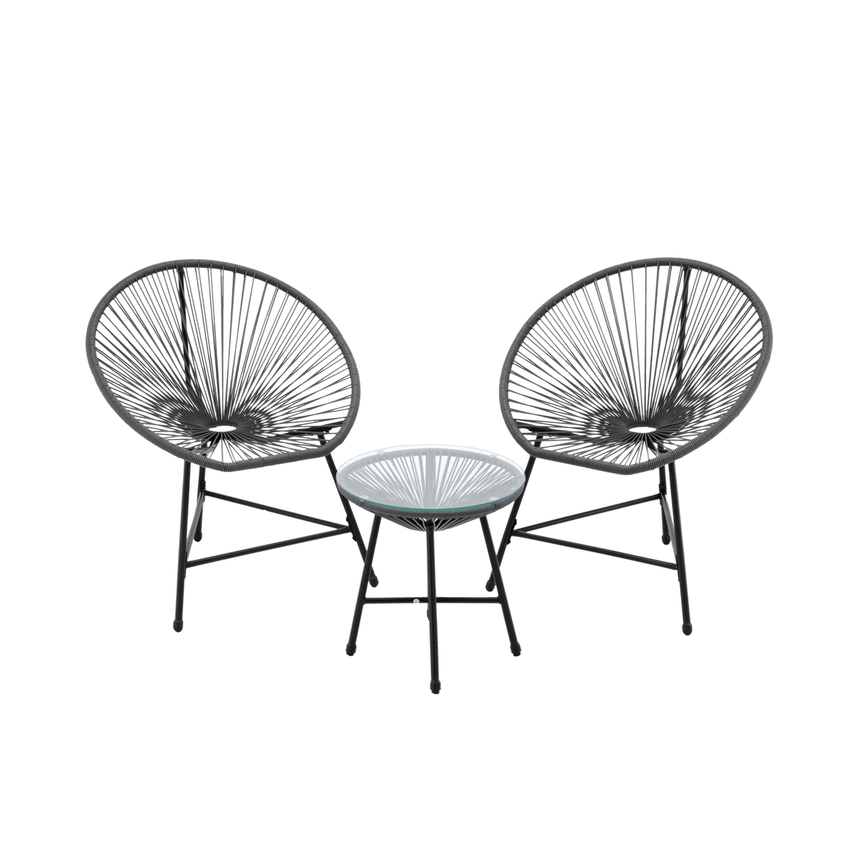 Set mobili da giardino Garden Line grigio con 2 sedie e tavolino in vetro