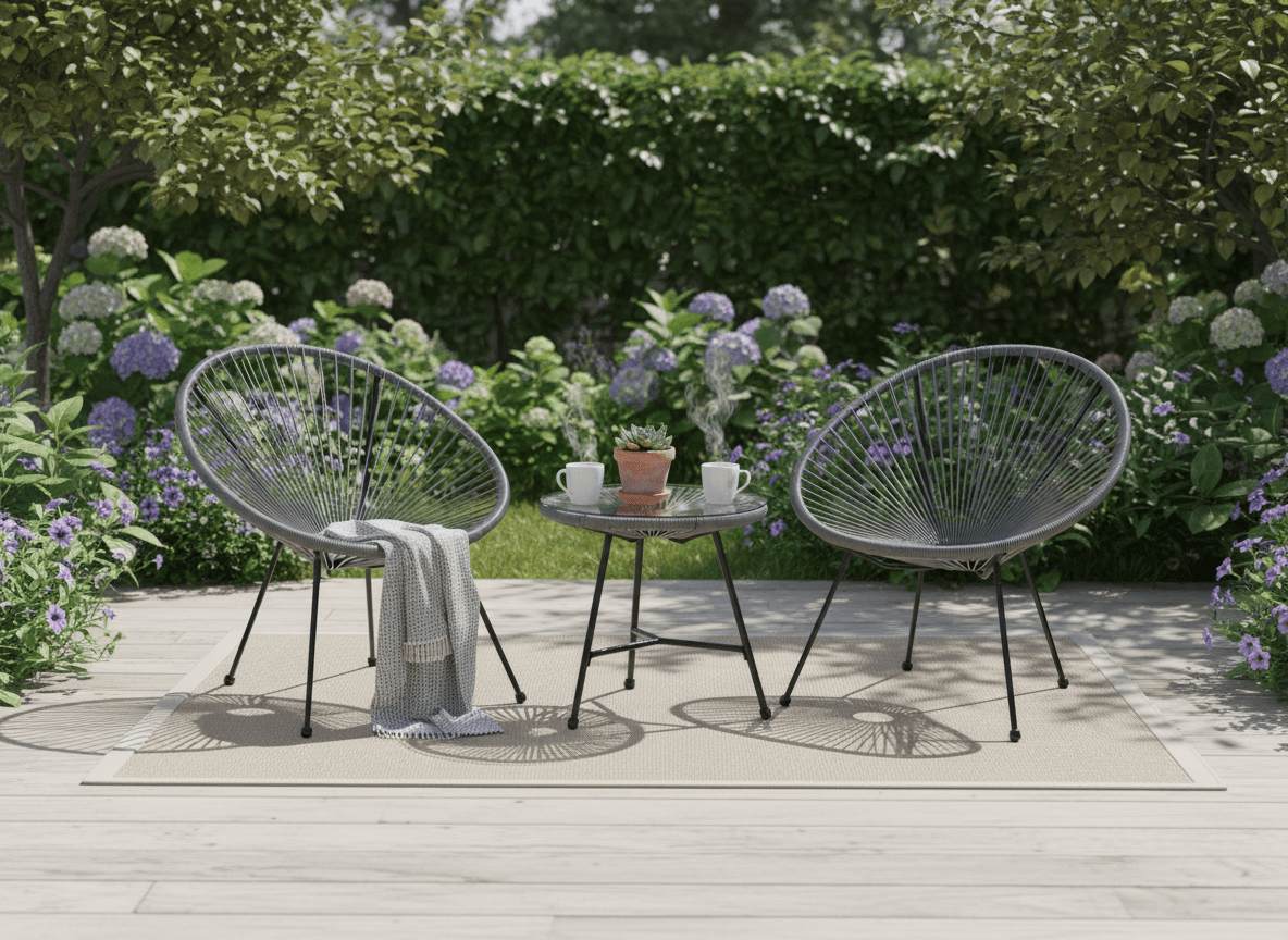 Set mobili da giardino Garden Line grigio con 2 sedie e tavolino in vetro