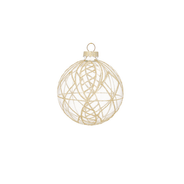 Pallina di Natale in Vetro Trasparente Dorata Ø8 cm – Decori Assortiti