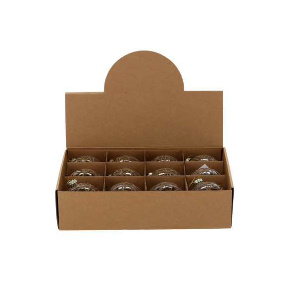 Pallina di Natale in Vetro Trasparente Dorata Ø8 cm – Decori Assortiti