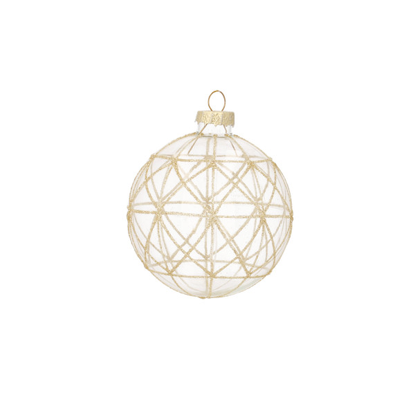 Pallina di Natale in Vetro Trasparente Dorata Ø8 cm – Decori Assortiti