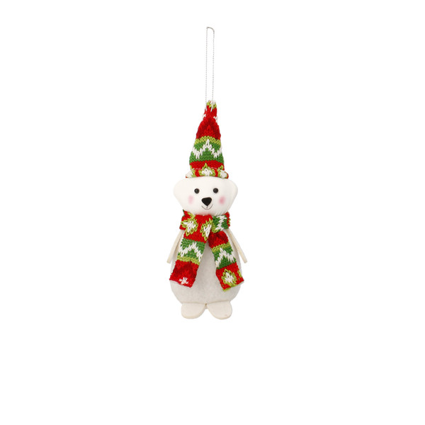 Pendente di Natale Pupazzo di Neve, Babbo Natale, Orsetto o Renna Rosso-Verde 5 x 12 cm