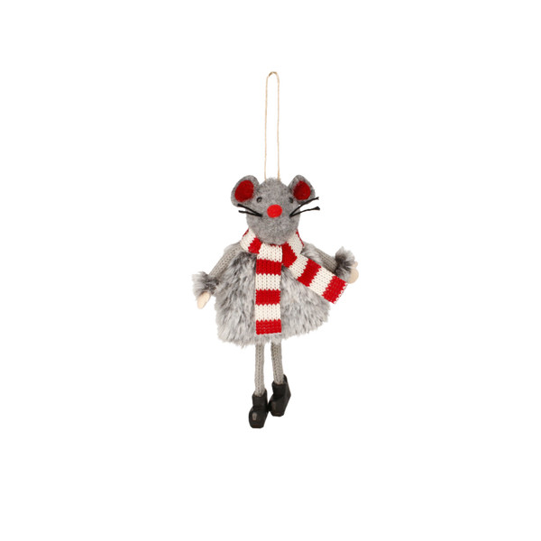 Topolino di Natale con Sciarpa e Stivaletti da Appendere 7 x 11 cm – Colori Assortiti