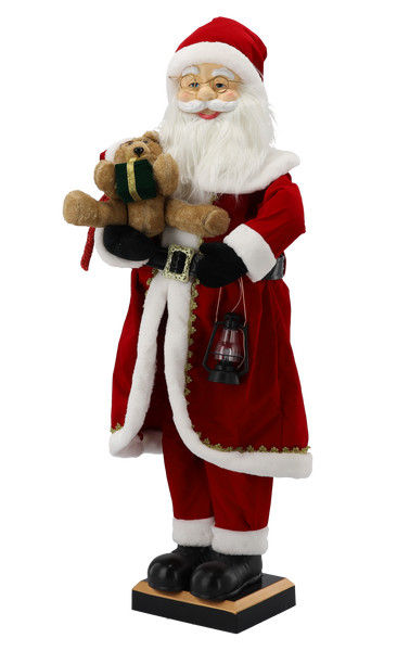 Babbo Natale con Orsetto 110 cm con Luci LED, Musica e Movimento