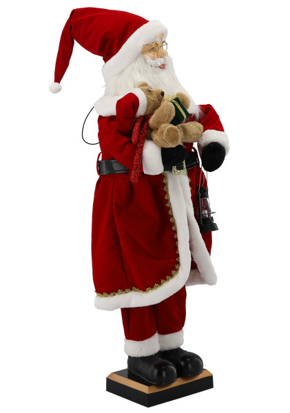 Babbo Natale con Orsetto 110 cm con Luci LED, Musica e Movimento