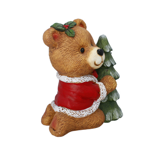 Figura Natalizia Orsetto con Albero Luminosa LED 28 x 17 x 32 cm