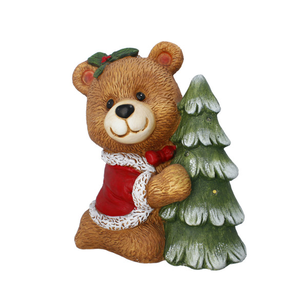 Figura Natalizia Orsetto con Albero Luminosa LED 28 x 17 x 32 cm