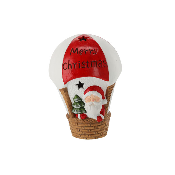 Babbo Natale in Mongolfiera Merry Christmas con LED 23 x 23 x 35 cm