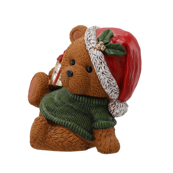 Figura Natalizia Orsetto con Regalo Luminosa LED 28 x 22,5 x 29 cm
