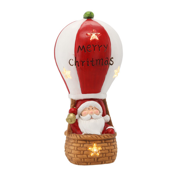 Figura di Babbo Natale in Mongolfiera Luminosa LED 20 x 20 x 43 cm