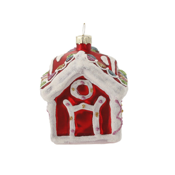 Pallina di Natale in Vetro a Forma di Casetta 6,5 x 7,9 cm