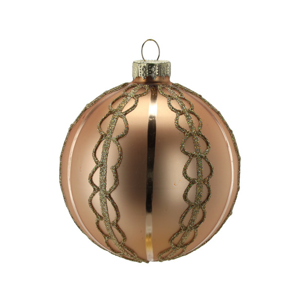 Pallina di Natale in Vetro Champagne Decorata 8 cm – Decori Assortiti