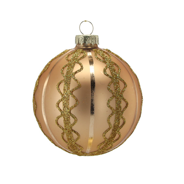 Pallina di Natale in Vetro Champagne Decorata 8 cm – Decori Assortiti