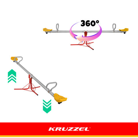 Altalena da Giardino 2 in 1 Kruzzel Bilico Giostra 360° 2 Bambini 75kg