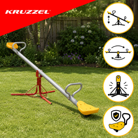 Altalena da Giardino 2 in 1 Kruzzel Bilico Giostra 360° 2 Bambini 75kg