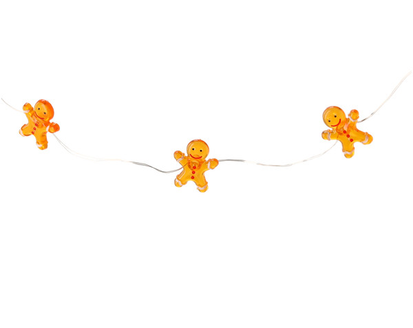 Catena Luminosa LED Omini di Pan di Zenzero 20 Luci a Batteria