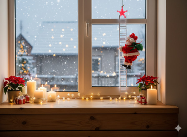 Babbo Natale Musicale e Animato che Sale e Scende la Scala 20,5 cm