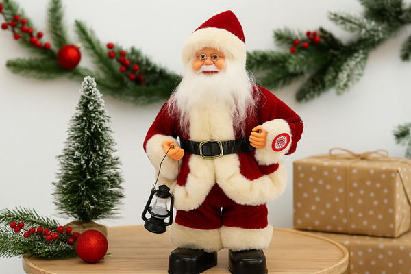Babbo Natale con Lanterna che Balla e Canta 30 cm