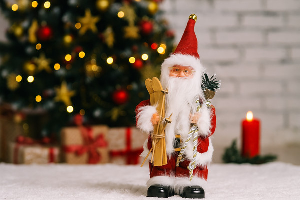 Babbo Natale Musicale e Animato con Sci 30,5 cm