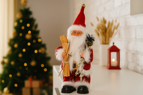 Babbo Natale Musicale e Animato con Sci 30,5 cm