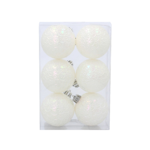 Set 6 Palline di Natale Bianche 6 cm