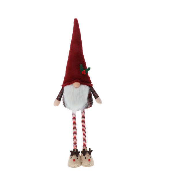 Gnomo di Natale con Gambe Regolabili 70-100 cm Rosso
