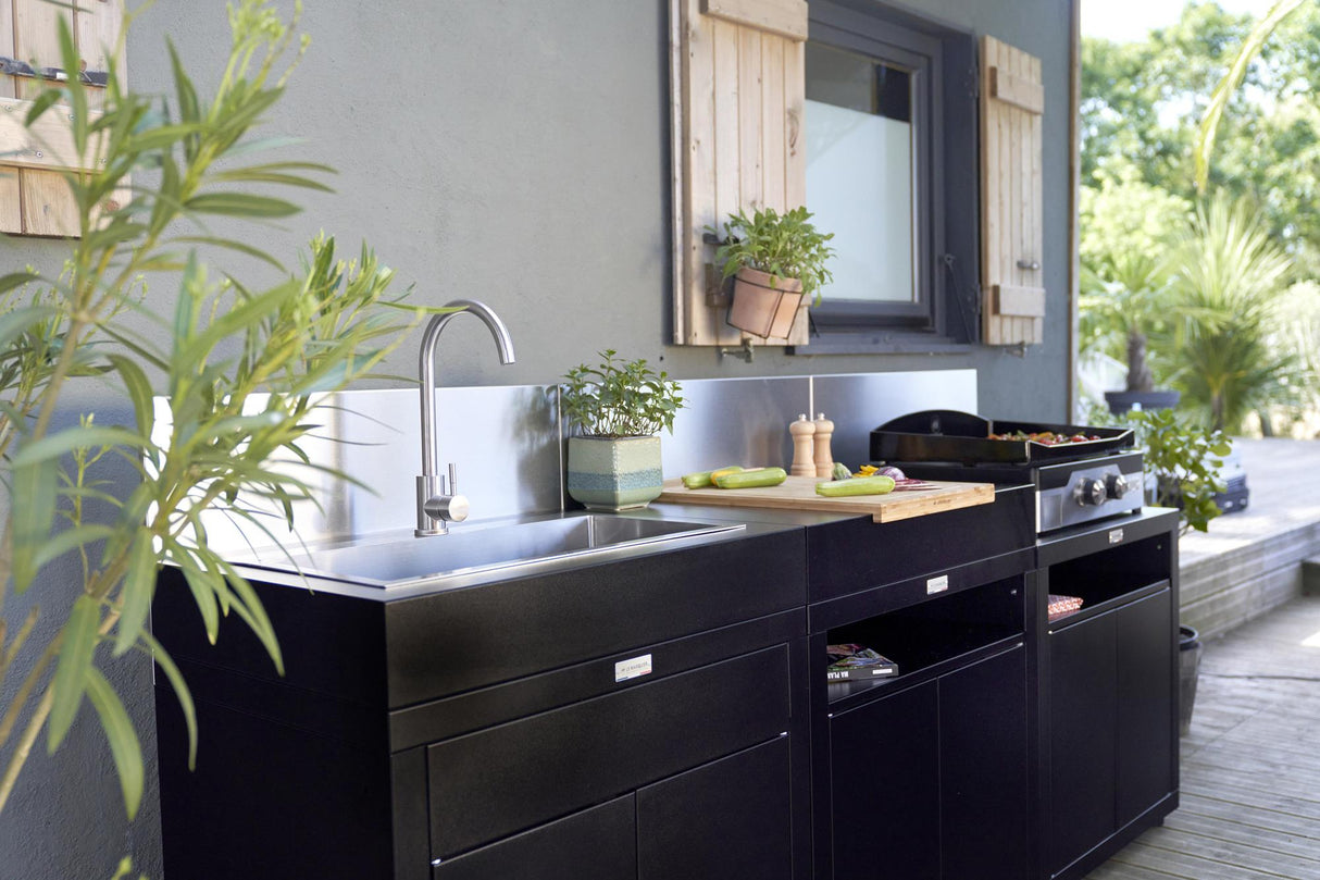 Cucina Outdoor Le Marquier 3 Moduli NerI Lavello Acciaio Inox