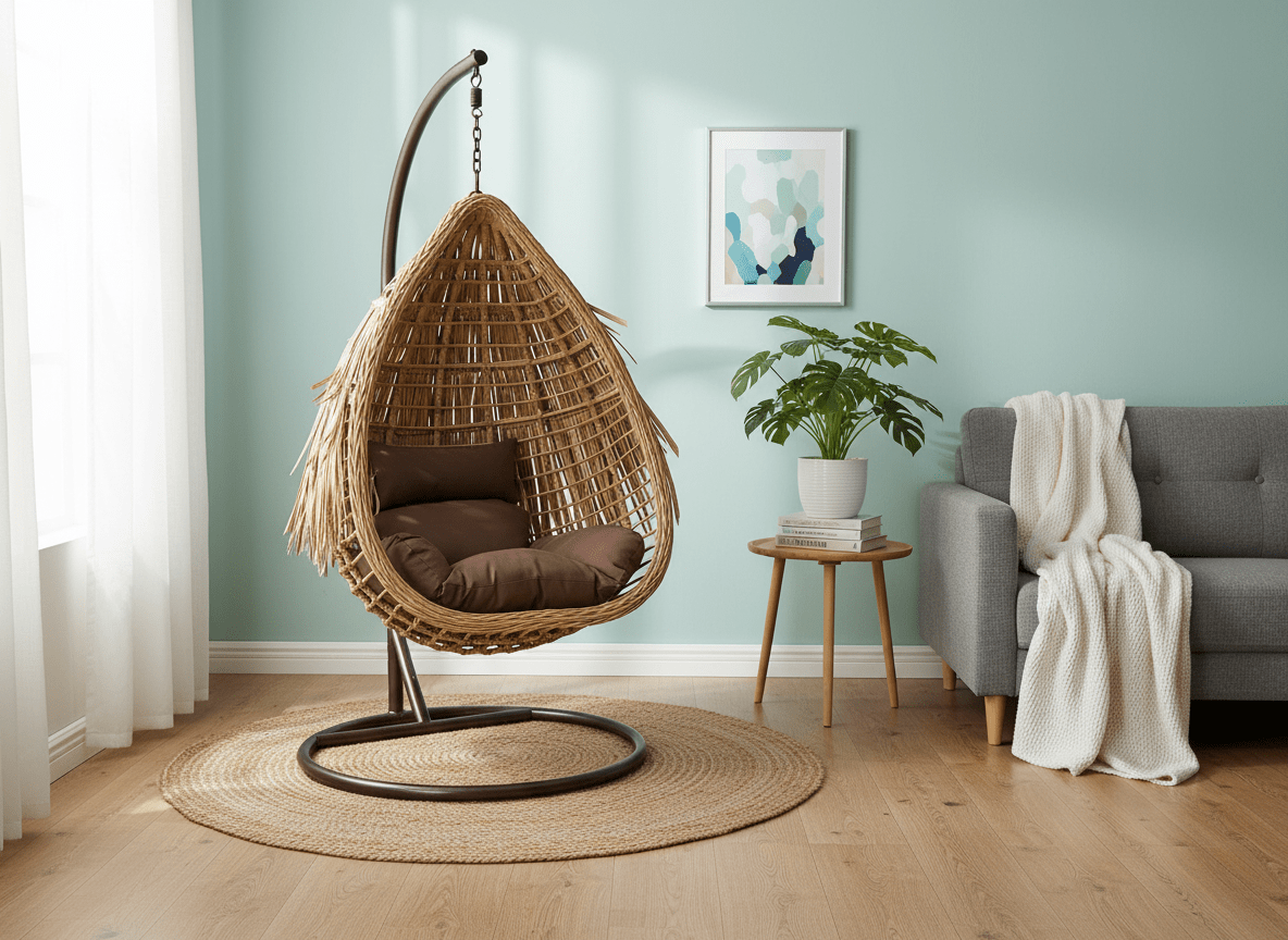 Poltrona Sospesa da Giardino Aztec con Cuscino Incluso Design Naturale
