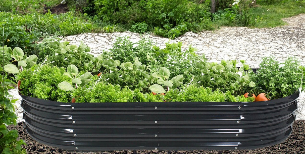 Orto Rialzato da Giardino Ovale 240 x 120 x 30 cm in Acciaio