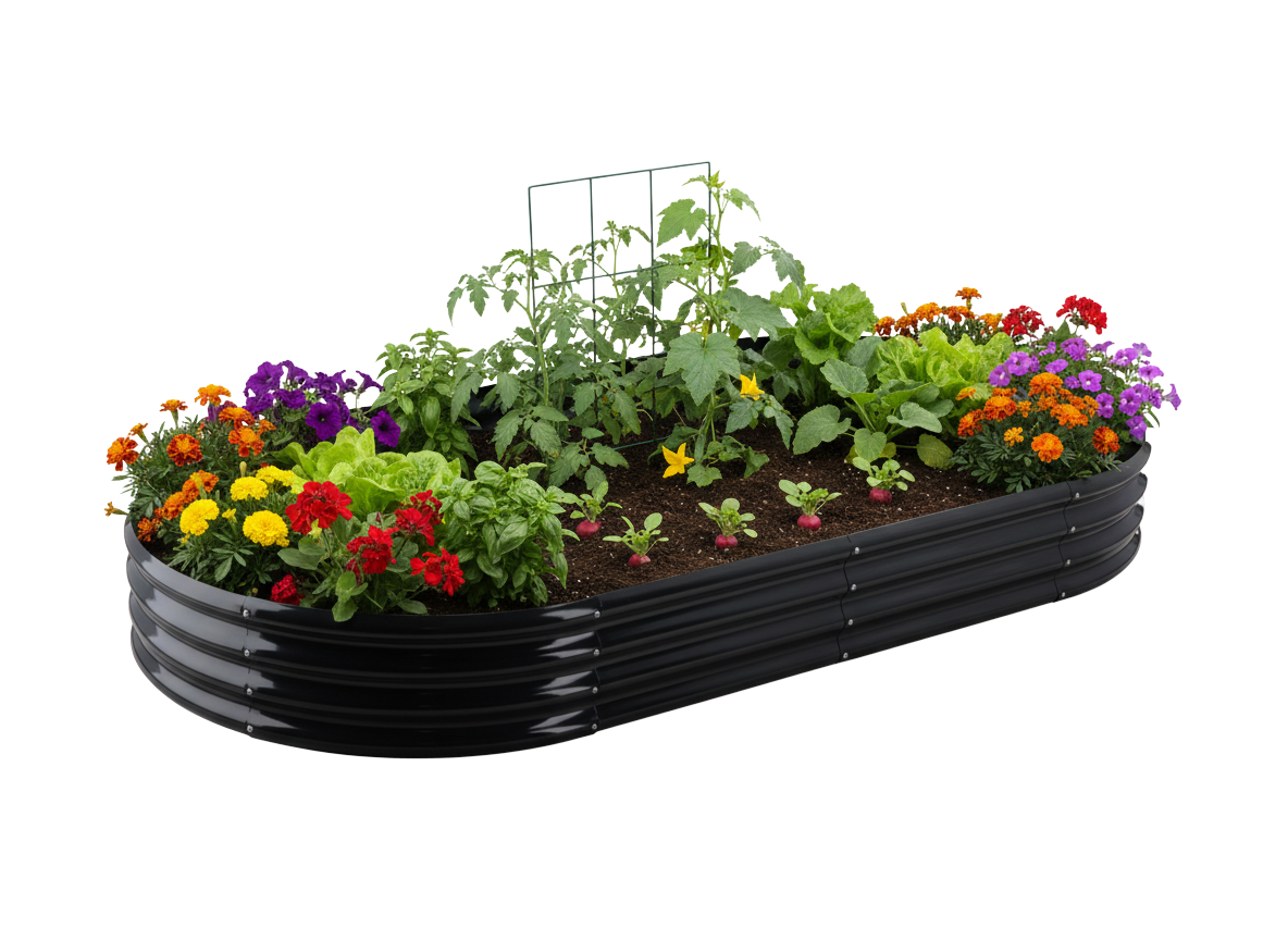 Orto Rialzato da Giardino Ovale 240 x 120 x 30 cm in Acciaio