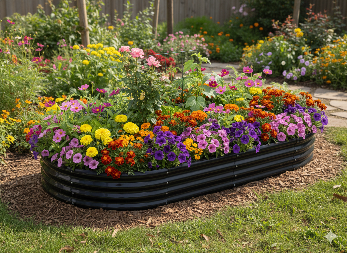 Orto Rialzato da Giardino Ovale 240 x 120 x 30 cm in Acciaio