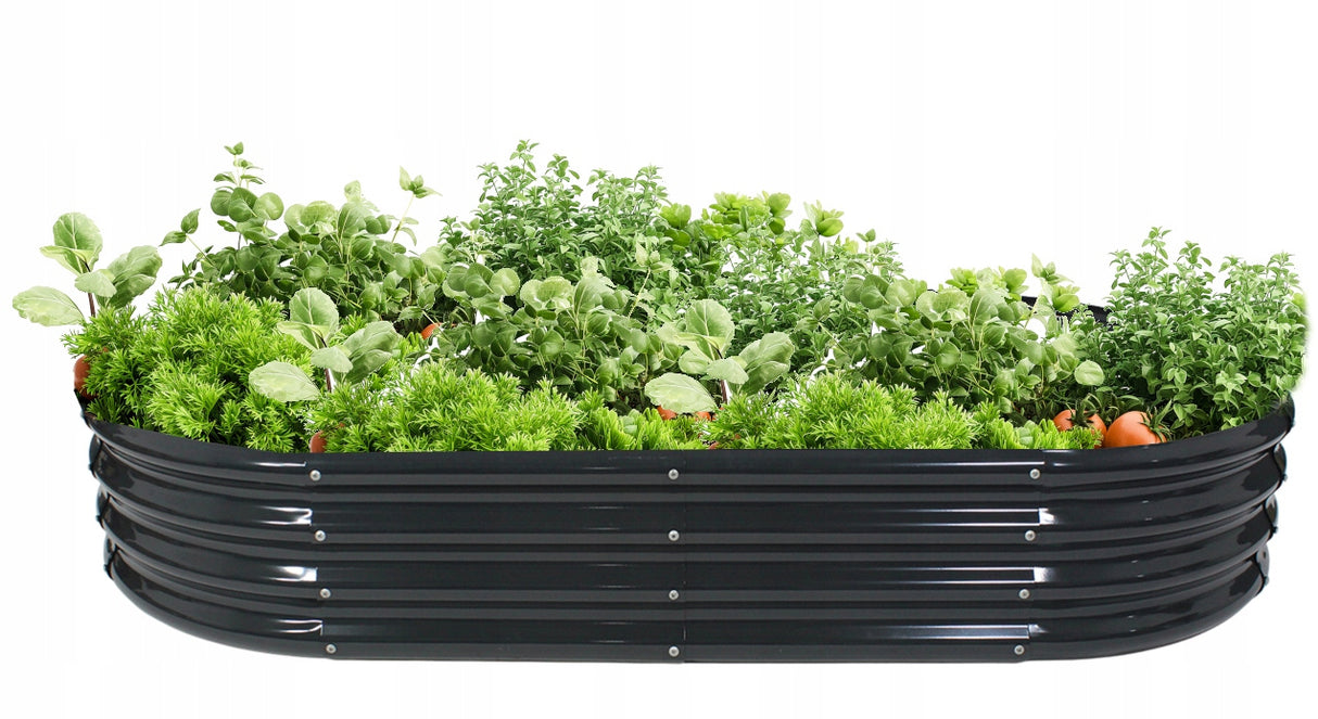 Orto Rialzato da Giardino Ovale 240 x 120 x 30 cm in Acciaio