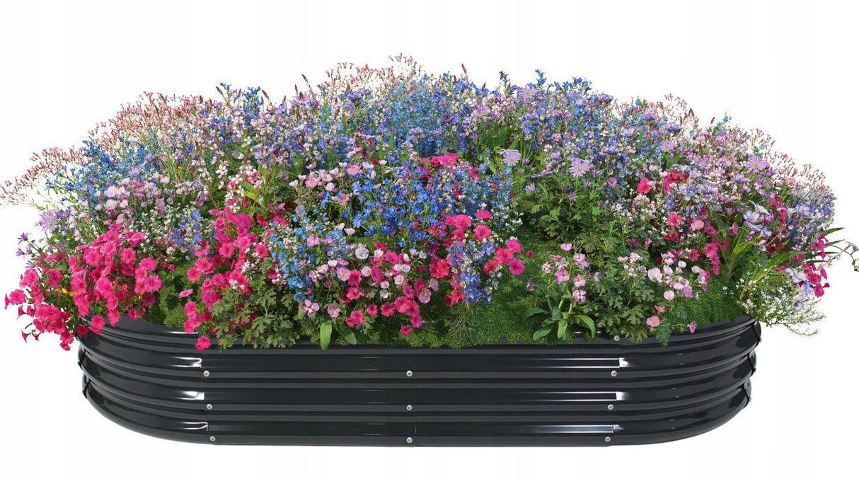 Orto Rialzato da Giardino Ovale 240 x 120 x 30 cm in Acciaio