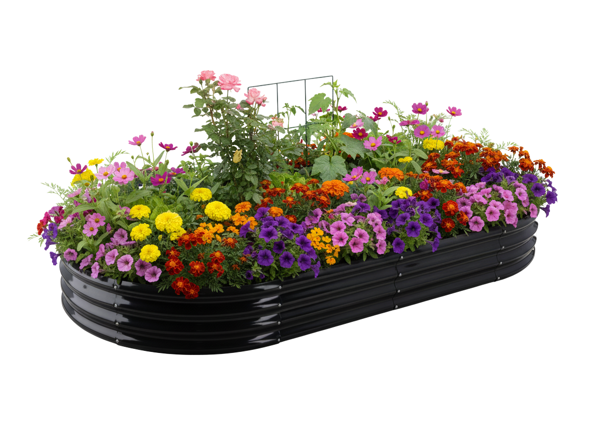 Orto Rialzato da Giardino Ovale 240 x 120 x 30 cm in Acciaio