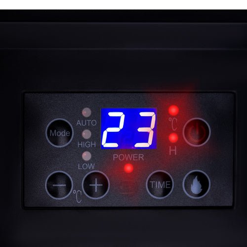 Termoventilatore con effetto fiamma 3D 2000W – PTC ceramico, telecomando, timer 24h