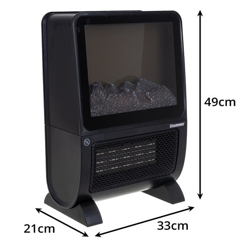 Termoventilatore con effetto fiamma 3D 2000W – PTC ceramico, telecomando, timer 24h