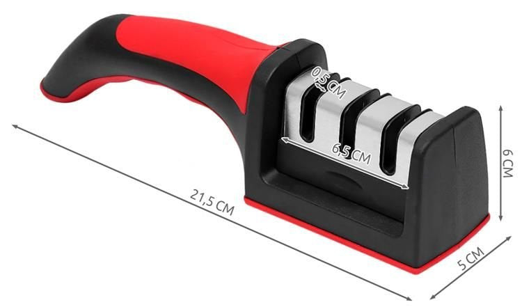 Affilacoltelli a 3 fasi con manico ergonomico – acciaio inox, TPR, ceramica