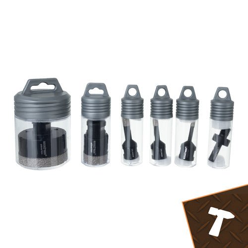 Set 6 carotiere diamantate 6-68 mm – filetto M14 + adattatore trapano