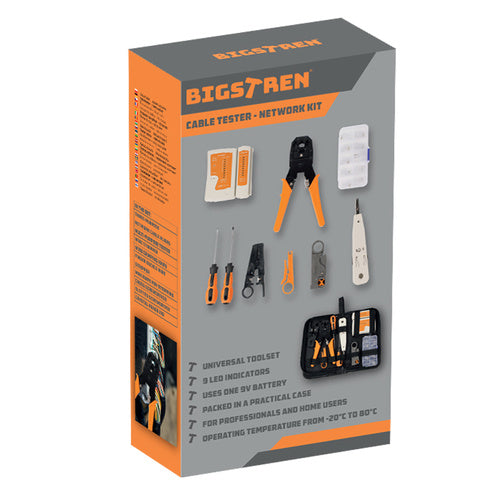 Set tester e crimpatrice di rete RJ45/RJ11 XXL – con valigetta, 10 connettori inclusi