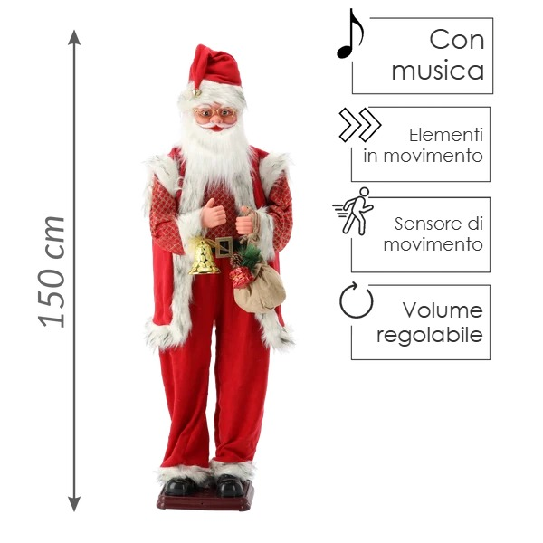Babbo Natale che Canta e Balla 150 cm