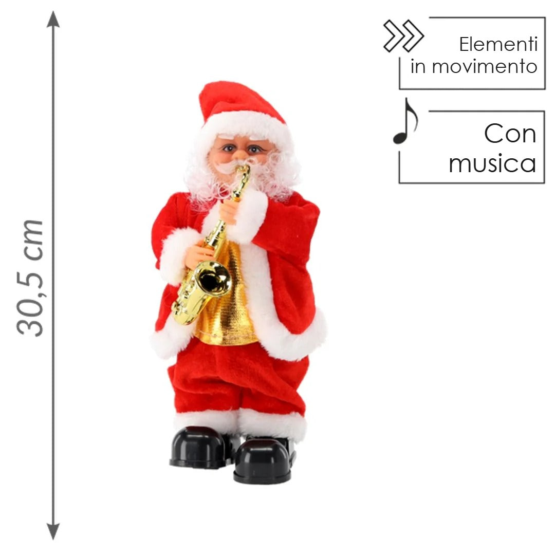 Babbo Natale musicale con sassofono 30,5 cm