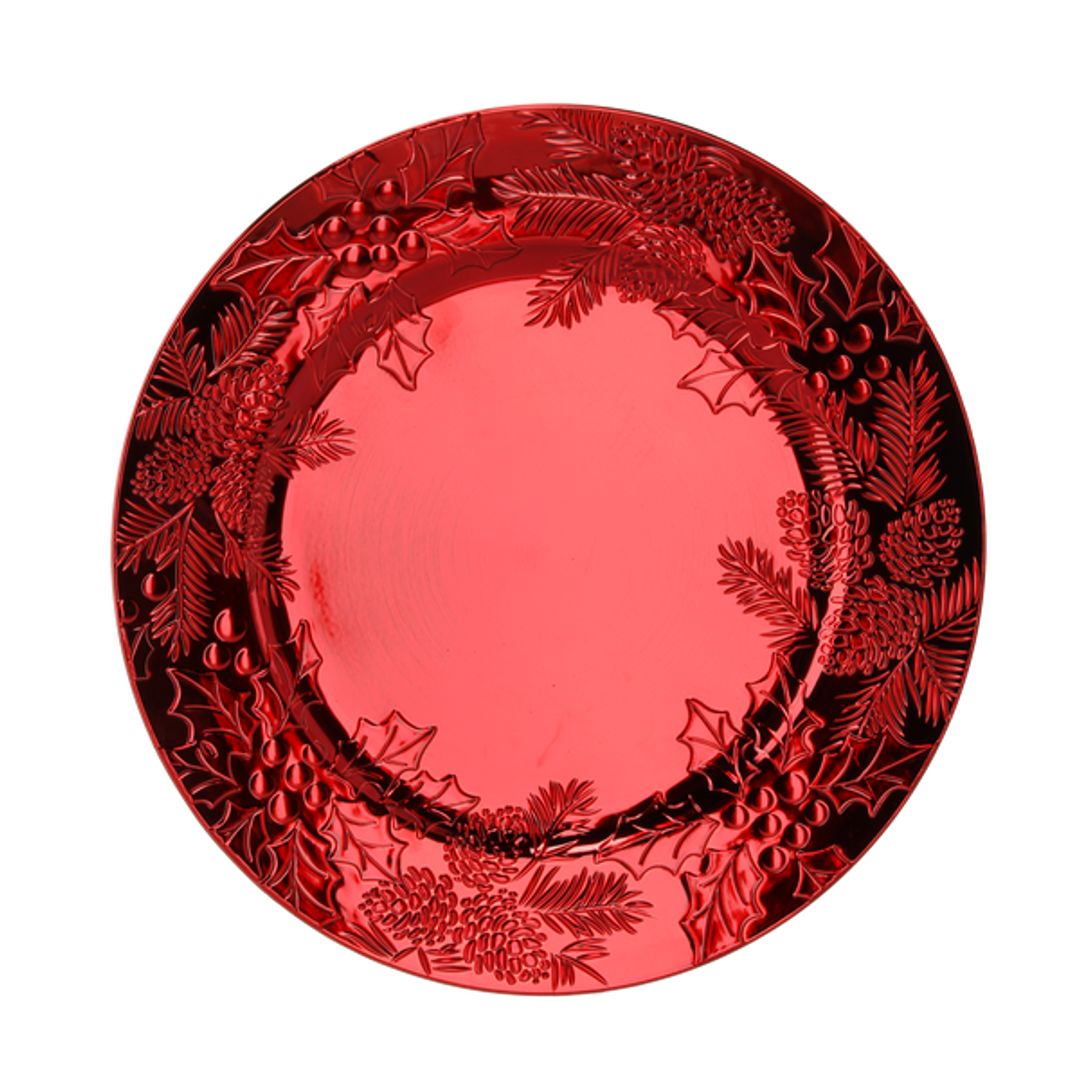 Sottopiatto natalizio rotondo rosso 33 cm