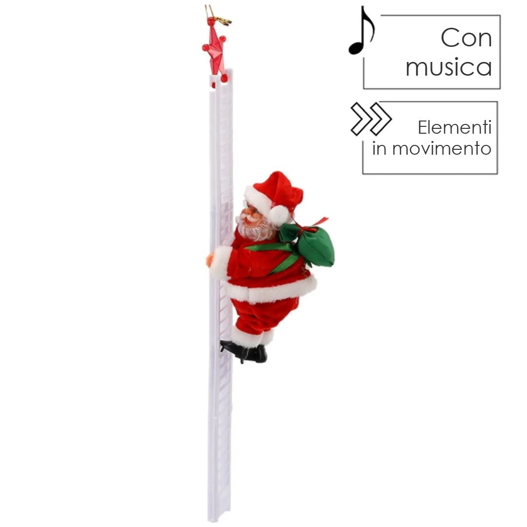 Babbo Natale che sale la scala 20,5 cm