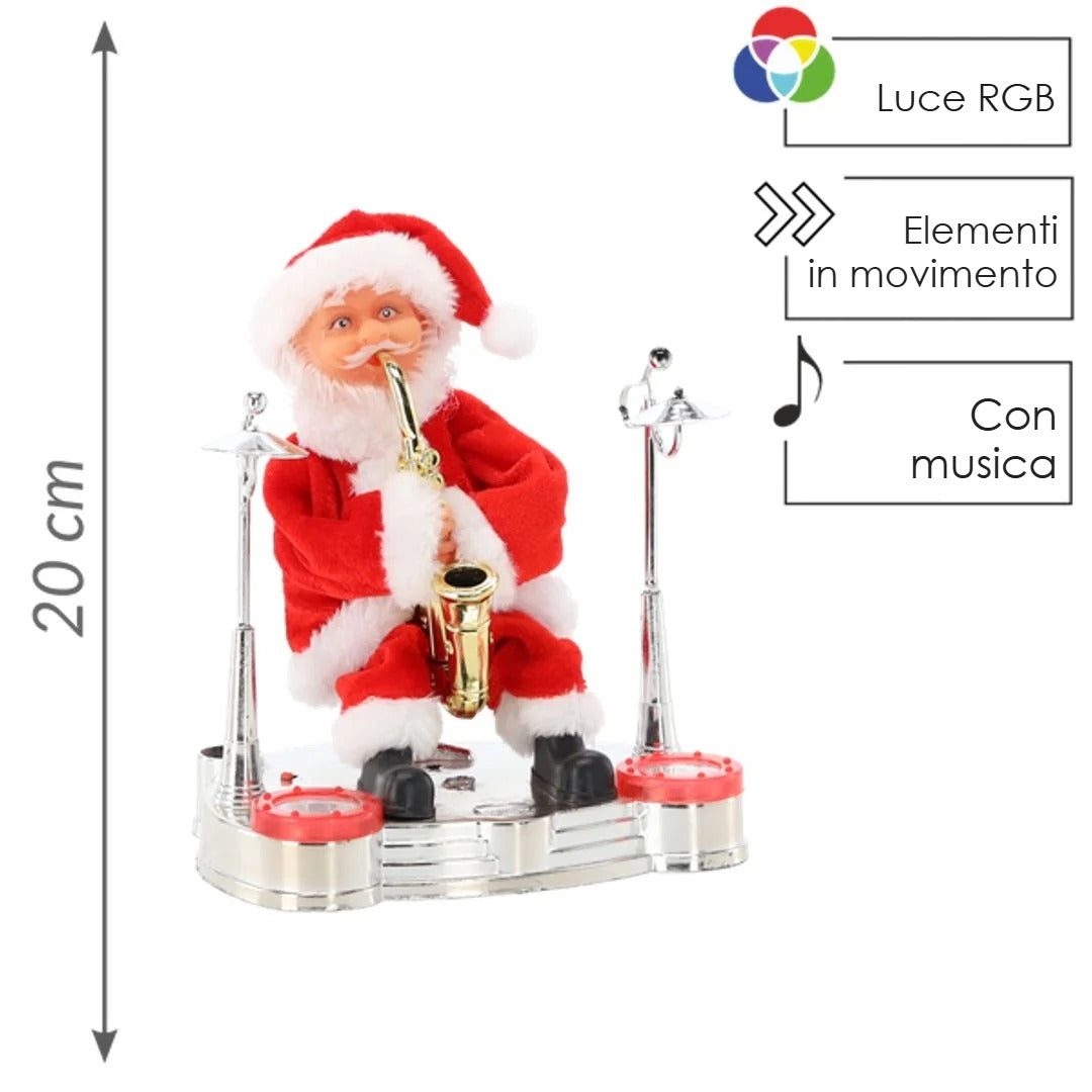 Babbo Natale musicale con sassofono 20 cm