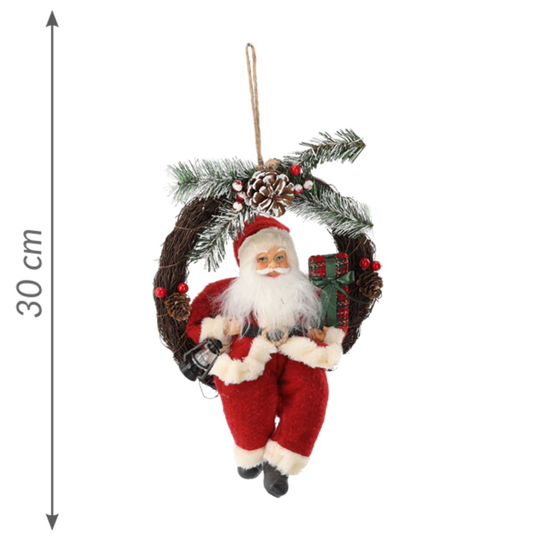 Babbo Natale rosso nella corona 30 cm