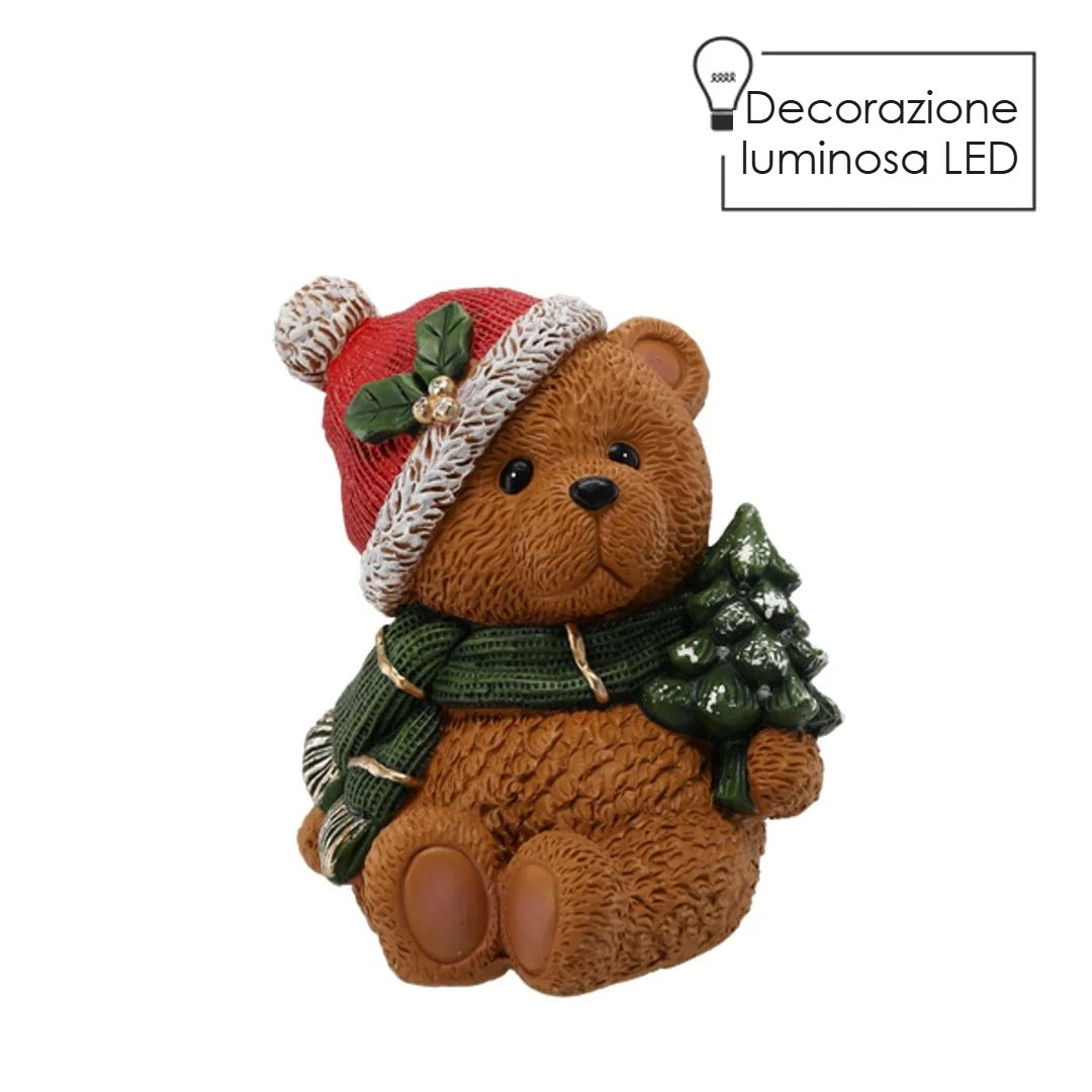 Figura orsetto con albero LED