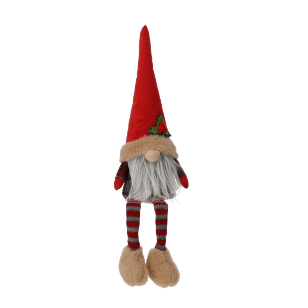 Gnomo di Natale seduto con gambe pendenti